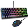 Selius Tastiera da gioco compatta (60%) con filo, illuminazione RGB, tasti a membrana, colore nero