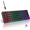 Selius Tastiera da gaming meccanica, layout QWERTZ, 60%, 61 tasti, illuminazione RGB, plastica nera