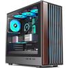 Selius Custodia per PC M2 - pannello frontale in legno noce, 7 ventole PWM ARGB, formato Mid-Tower ATX, colore nero