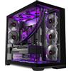 Selius Case per PC ATX con 5 ventole, pannello laterale in vetro temperato panoramico e connettore di tipo C