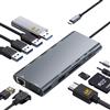 Selius Hub USB-C multiport, adattatore 11-in-1 con uscita HDMI 4K, alimentazione PD da 100W, porte USB 3.0 e Ethernet
