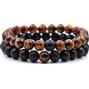 DAC Bracciale Uomo 2 pezzi Con Pietre Naturali Braccialetto Scatola Regalo Fidanzato Donna Chakra con Vere Pietre Naturali Tibetano Yoga Gioielli
