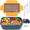 Sinnsally Porta Pranzo con Posate,1250ml Lunch Box Prova di Perdite,Bambino Adulto Bento Box con 3 Scomparti,Porta Cibo Portapranzo,Schiscetta Contenitore Pranzo per Microonde Lavoro Picnic Ufficio