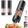 Kotopa Macina Sale e Pepe Elettrico Ricaricabile Macinapepe Elettrico | Macinino in Ceramica a 5 Livelli Regolabile, Base, Luci LED, 100mL - Set da 2 Nero