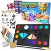 Desire Deluxe Kit Truccabimbi Set Colori per il Viso Tavolozza con Glitter, Stencil e Tatuaggi per Bambini, Ragazzi e Ragazze Regalo Perfetto per Halloween, Natale, Compleanno e Feste
