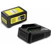 Kärcher Starter kit 18/50 18 V, batteria agli ioni di litio da 18 V/5 Ah con caricabatterie, tempo di ricarica: 100% in meno di 2.5 ore, per tutti i dispositivi della piattaforma 18 V Battery Power