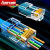 AMPCOM Connettore RJ45 AMPCOM Placcato Oro 50U CAT7 CAT6 CAT5E, Connettore Modulare Pass-Through 8P8C a Crimpare per Cavo Solido e Intrecciato Ethernet