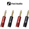 Fosi Audio Connettori a banana Fosi Audio, 2 paia/4 pezzi, neri e rossi, con placcatura in oro 24K e doppia vite, per amplificatori, altoparlanti e ricevitori.