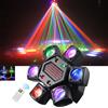 PINCHENGGUANGDIAN Testa mobile a LED 80W RGBW 4in1 Mini Fascio a sei bracci Luce stroboscopica Flash giallo Dj Bar DMX 512 Effetto scenico con telecomando