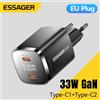 Essager 33W GaN Caricatore doppio USB tipo C PD Ricarica rapida per iPhone 17 16 15 14 13 Pro Max Caricabatterie per telefono con display digitale per iPad