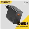 ESSAGER Caricabatterie GaN ESSAGER 65W 2 in 1 USB Type-C Completamente Compatibile Ricarica Rapida per iPhone 17 Samsung S26 MacBook Huawei Laptop