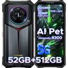 DOOGEE V50 AI 5G Smartphone Rugged 52GB RAM (16+36) 512GB ROM Dimensity 8300 Fotocamera 200MP Fotocamera per Visione Notturna 20MP Android 16 Supporta Walkie Talkie Luce Atmosferica RGB