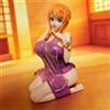 Bandai Figura Anime One Piece Nami Yukata Ver. in posizione inginocchiata, 15 cm, con scultura a doppia testa, giocattolo regalo, action figure, modello decorativo da scrivania.