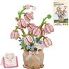 Robotime ROKR Puzzle Mughetto Rosa, Kit Modello di Fiore in Legno, Kit di Costruzione di Fiori Artificiali, Decorazione per la Casa, Regalo per la Festa della Mamma TF0