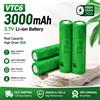 NONE Batteria Ricaricabile 3.7V 3000mAh 18650 VTC6 Ioni di Litio a Top Piatto per Torcia LED ad Alta Capacità di Scarica