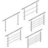 NONE Ringhiera per Scale in Acciaio Inox 42mm, Kit Parapetto per Interni ed Esterni con 0/2/3/5 Barre Trasversali Opzionali, Ringhiera di Sicurezza per Scale e Balconi, 80-200cm