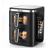 Oyajia Friggitrice ad aria doppia 10-in-1, 2800W, 11L, con doppia camera, display digitale, cassetti superiori e inferiori pieghevoli, timer, in acciaio inossidabile nero