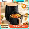 NONE Friggitrice ad Aria Podofo 5L 1350W Cottura Senza Olio Temperatura Regolabile 200 ° 7 Menu Preimpostati, Promemoria LED per Agitazione, Friggitrice per Cucina Domestica Fai-da-Te