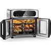 Oyajia Mini Forno a Convezione 23L Forno a Doppia Zona 2500W 30-210 ℃ Forno ad Aria Calda a Doppia Porta con Timer da 480 Minuti, Controllo Touch, 15 Modalità di Lavoro Preimpostate, Senza Olio