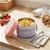 WORTHBUY Contenitore Termico per Pranzo in Acciaio Inox 304, Bento Box per Bambini, Contenitore per Alimenti da Microonde, Thermos per Zuppe a Prova di Perdite con Posate