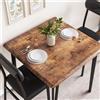 NONE Set da pranzo con sedie per 2/4 persone - Tavolo quadrato con angoli arrotondati + sedie imbottite e rivestite - Per casa, cucina e spazi piccoli - Colore: grigio/nero venatura legno