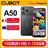 Cubot [Spedizione dalla Francia] Smartphone Cubot A50, Android 16, 16 GB (6+10) RAM + 128 GB ROM, schermo FHD+ da 6,58 pollici 1080*2408, 60Hz, Doppia Nano SIM, batteria 5000mAh, fotocamere 48MP+16MP, NFC,