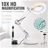 NONE Lampada con lente d'ingrandimento 10X e luce, lampada da scrivania con 72 LED, 3 modalità di colore e regolazione continua della luminosità dal 10% al 100%, lente in vetro, lampada 2-in-1 con base e