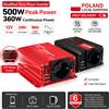 Foval Inverter a Onda Sinusoidale Modificata 500W 12V a 230V, 360W 50Hz, Presa EU, Doppia USB, Display LED, Convertitore di Potenza per Auto, Disponibile in Polonia