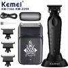 Kemei KM-2299 con Base KM-T366 Set Tagliacapelli Professionale, Regolabarba Ricaricabile, Rasoio Elettrico per Uomo