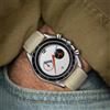 CILOA-Orologio da Polso al Quarzo Sportivo da Uomo Vintage Argento con Quadrante Bianco, Cronografo e Cinturino in Pelle Beige Business-507