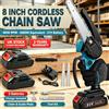NONE Kit mini motosega a batteria da 21 V, con lama da 8 pollici, motosega elettrica portatile con 2 batterie, caricabatterie e catene di ricambio, ideale per la potatura del giardino e il taglio del