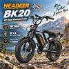 HEADEER BK20, e-bike da fuoristrada con pneumatici larghi, ideale per adulti, dotata di pneumatici 20×4.0, batteria al litio da 48V e 20Ah, sospensioni complete, doppi freni a disco, display LCD e app