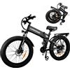 NONE Bicicletta elettrica Lookroad con pneumatici larghi 26×4.0", pieghevole, da montagna e da città, per pendolari, per adulti, con batteria rimovibile 48V15/20Ah, forcella ammortizzata, 21 velocità