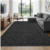 NONE Tappeto moderno nero con texture, dimensioni 120x170 cm, lavabile, antiscivolo, non perde pelucchi, resistente alle macchie, pieghevole, morbido, ideale come tappetino per la cucina, l'ingresso o come