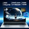 NONE Computer portatile da gaming con Windows 11 Pro, schermo da 14,1 pollici, processore Intel Core i7 9850H, 12 GB di RAM, SSD da 1 TB o 2 TB, design ultrasottile, PC portatile per giocatori.