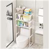 NONE Scaffale da bagno a 3 ripiani, scaffale da bagno autoportante salvaspazio in metallo, robusta struttura in ferro, resistente all'acqua, facile da montare, per bagno, lavanderia e cucina