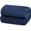 Yebeda Coperta Plaid Pile per Divano e Letto Matrimoniale, 230 x 270 cm | Coperta in Flanella a Motivo Waffle, Leggera, Morbida, Calda, Copridivano, Copriletto per Tutte le Stagioni, Blu Marino
