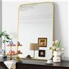Koonmi Specchio da Parete Oro, Specchio da Bagno 66x96 cm con Angolo Tondo, Specchio da Parete Moderno con Telaio in Lega di Alluminio per Montaggio a Parete Orizzontale o Verticale, Oro
