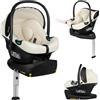 Lionelo Astrid i-Size Set Plus seggiolino auto con base ISOFIX 40-87 cm | Base girevole 180°, installazione contro marcia, protezione laterale, poggiatesta Memory Foam e inserto traspirante Dri-Seat