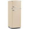 SEVERIN FRIGORIFERO COMBINATO SEVERIN Frigo-congelatore doppia porta retrò 206L, Capacità netta totale 206 l, Rumorosità: 39 dB(A), 4 ripiani, Dimensioni: L 55 cm A 144 P 57,5 cm, Crema, Classe E