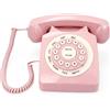 TelPal - Telefono fisso con corda, stile vintage, stile vintage, per casa e ufficio, con cavo, regalo per anziani (rosa)