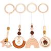 HoveeLuty 4 pezzi di giocattoli sospesi per palestrina per bambini, giocattoli sospesi in legno per bambini, giocattolo per, sonagli in legno per culla, ciondolo per passeggino, regalo per neonato