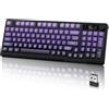 Merkloos Tastiera da gioco wireless - Tastiera Bluetooth - Layout da 90% - 94 tasti - Display e rotella di controllo - Colori: nero e viola