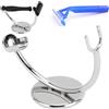 Merkloos Supporto per rasoio in acciaio inox - Curvo/Orizzontale - Formato compatto - Adatto per rasoi di sicurezza - Durevole - Supporto per rasoio