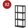 ArtPlast 2 pezzi scaffale 4 ripiani in polipropilene artplast tempo nero portata 10 kg 60x30x142 cm