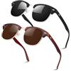 LINVO Occhiali da Sole Polarizzati Semi Rimless per Uomo Donna, Occhiali Classici Retro Metà Montatura Protezione UV