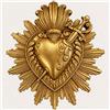 KeyHome Store Cuore Sacro con Spada in Resina Oro 13x16 cm