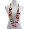 Amosfun Donne Retro Boemia Style Collana Floral Coconut Shell Lavorato a Mano Colorato Cocco Shell Perline di Legno Spiaggia Moda Gioielli Ciondolo Charm