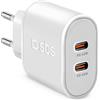 SBS TETR2CPD45W Caricabatterie per dispositivi mobili Universale Bianco AC Ricarica rapida Interno