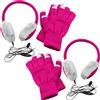 COM-Four Set com-four® da 4 pezzi composto da cuffie e guanti touch, nei fantastici colori rosa/grigio, con microfono integrato e connettore audio da 3,5 mm